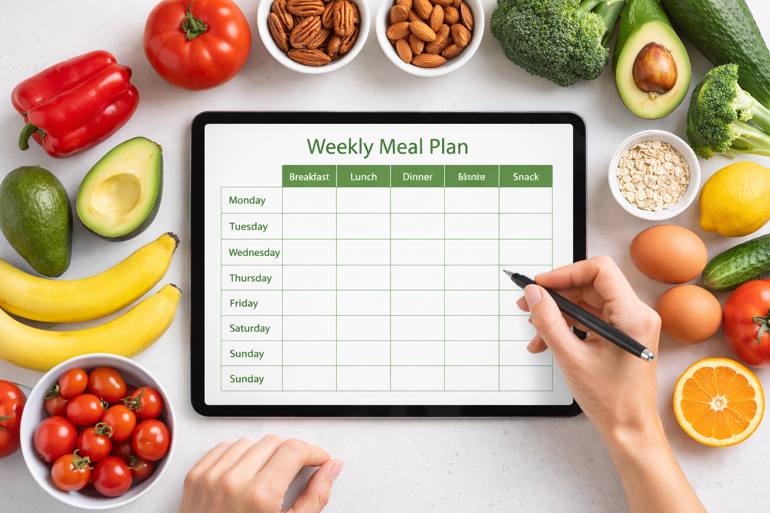 Wöchentliche Mahlzeitenplanung